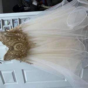 Gold and ivory Damas dress by Tiffany designs size M